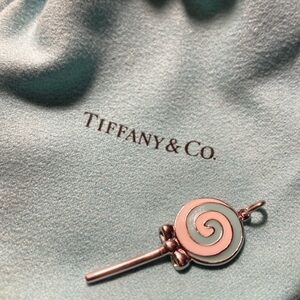 TIFFANY&Co. Blue Enamel Swirl Lollipop 🍭 Charm with chain